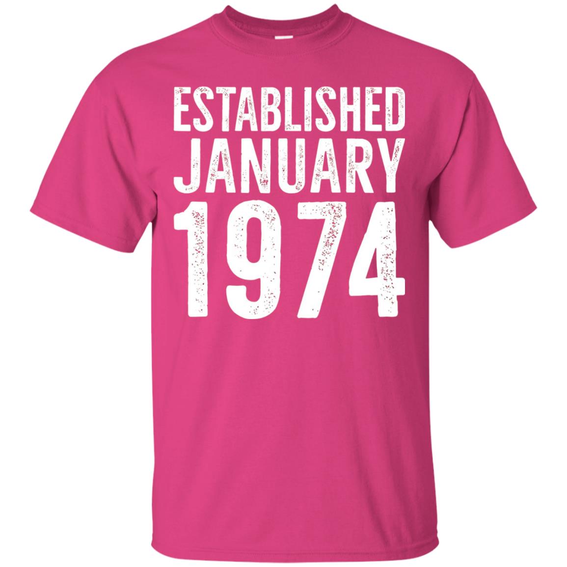 Established January 1974 43rd Birthday T-shirt Heliconia