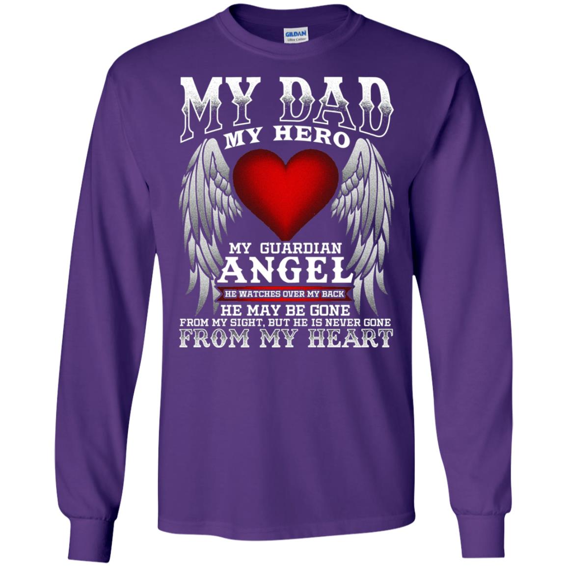 My Dad, My Hero, My Guardian Angel Father_s Day Dad In Heaven T-shirt Purple