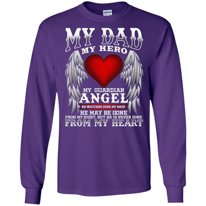 My Dad, My Hero, My Guardian Angel Father_s Day Dad In Heaven T-shirt Purple
