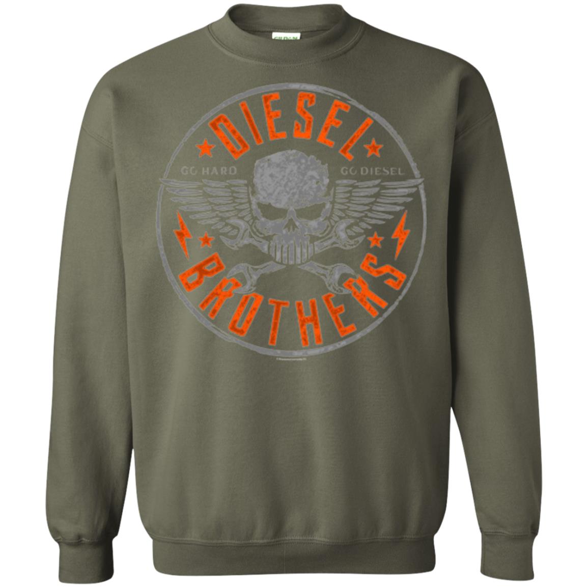 Skull Cross Wrench T-shirt Diesel Brothers Go Hard Go Diesel Military Green