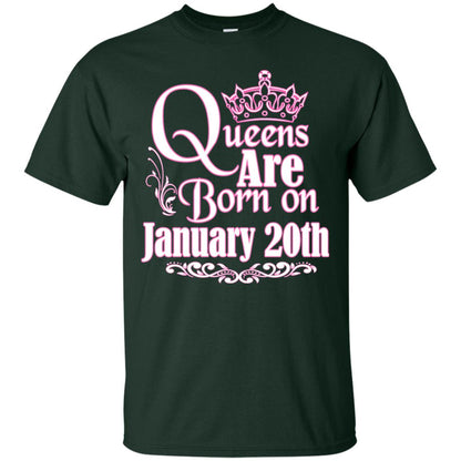 Queens Are Born On January 20th Birthday T-shirt Forest