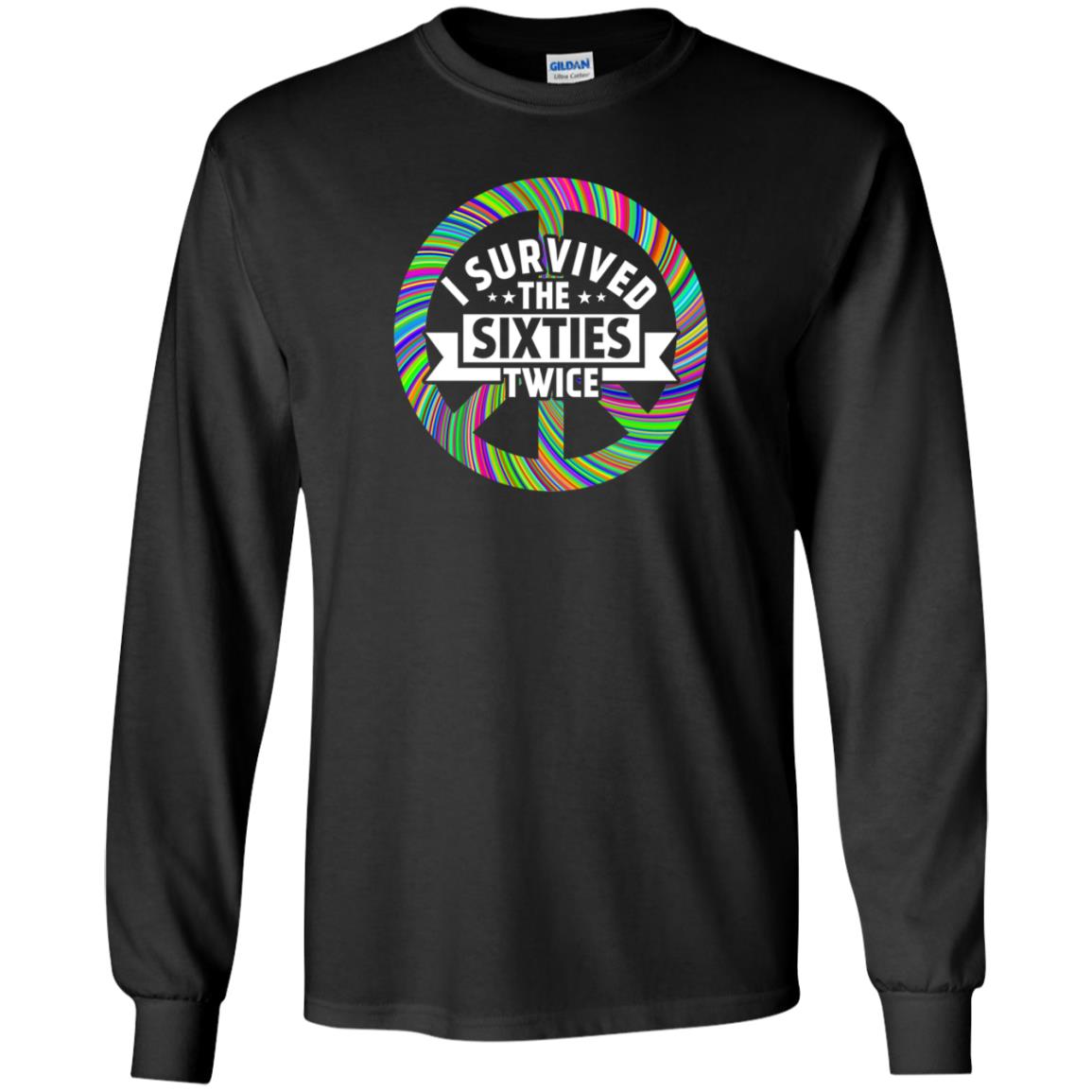 I Survived The Sixties Twice Peace Symbol Birthday Gift Shirt Black