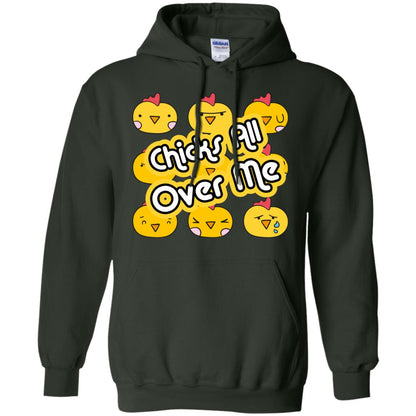 Chicks All Over Me Funny Chickens Shirt For Easter Day Forest Green