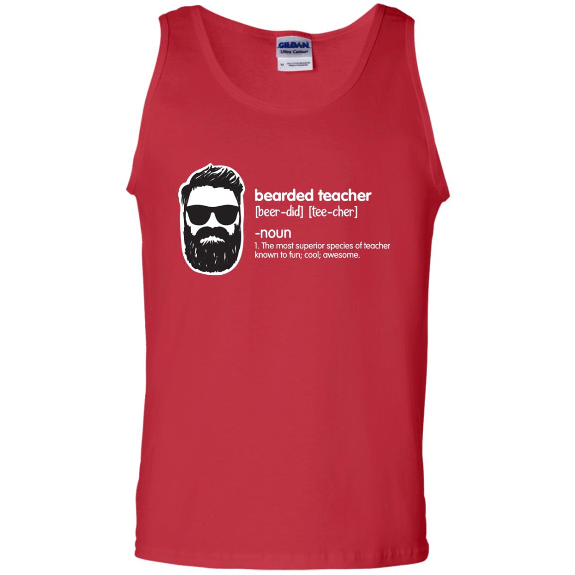Bearded Teacher The Most Superior Species Of Teacher Known To Fun Cool Awesome Shirt Red