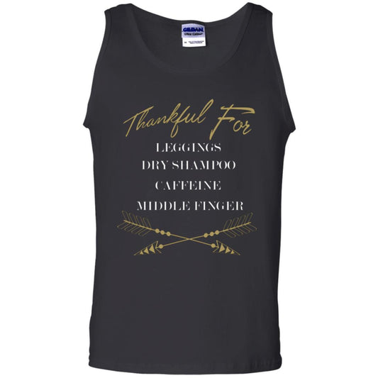 Thankful For Leggings Dry Shampoo Caffeine Middle Finger T-shirt Black
