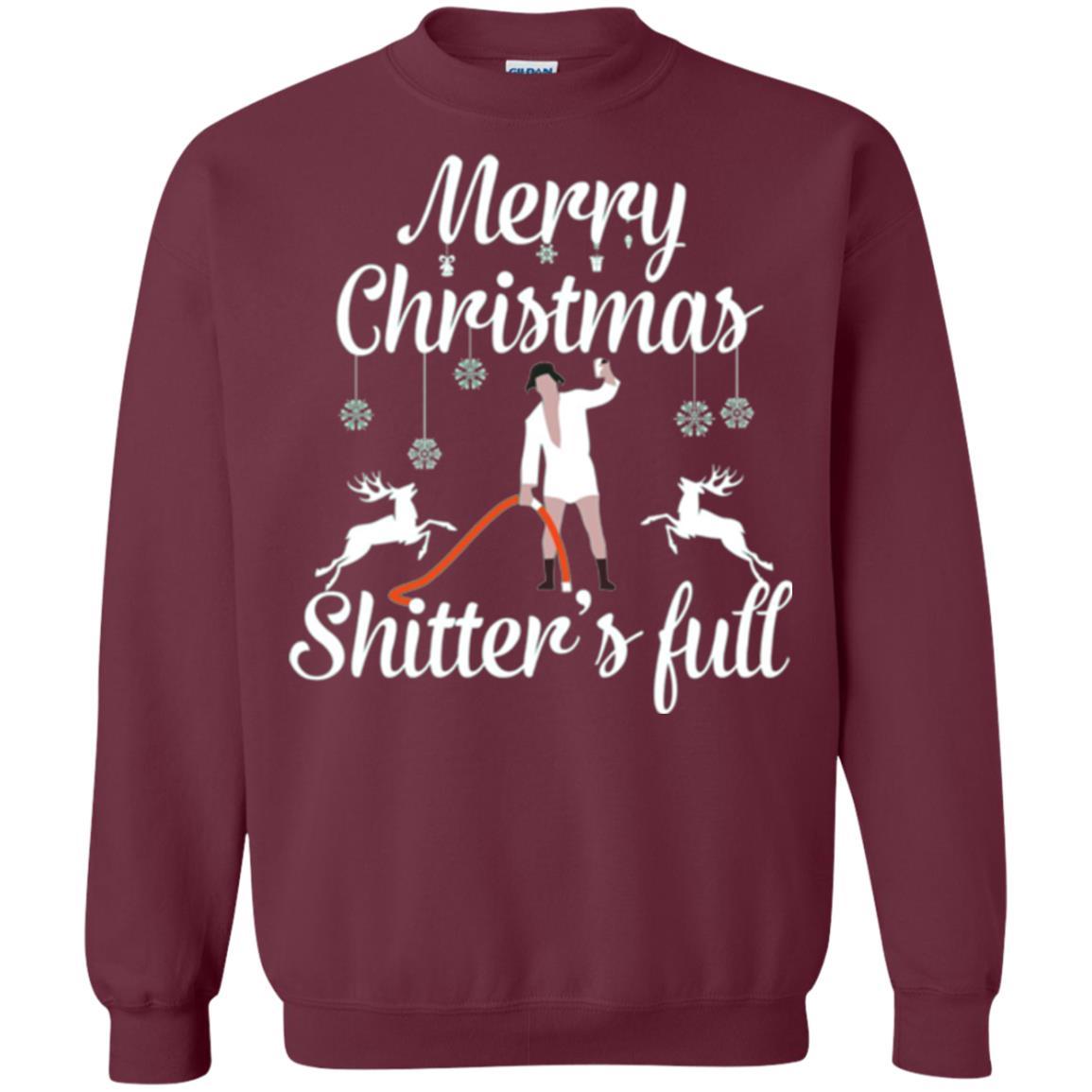 Christmas T-shirt Reindeer Merry Christmas Shitter's Full Maroon