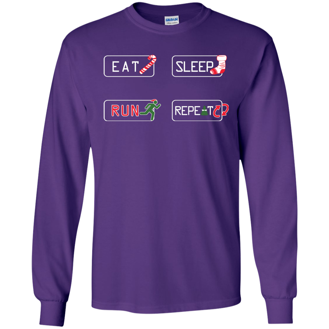 Christmas T-Shirt Eat Sleep Run Repeat Purple
