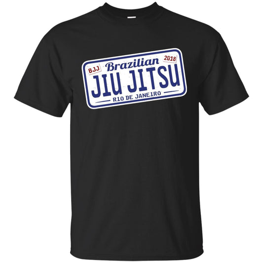 Funny Jiu Jitsu Bjj License Plate T-shirt Black