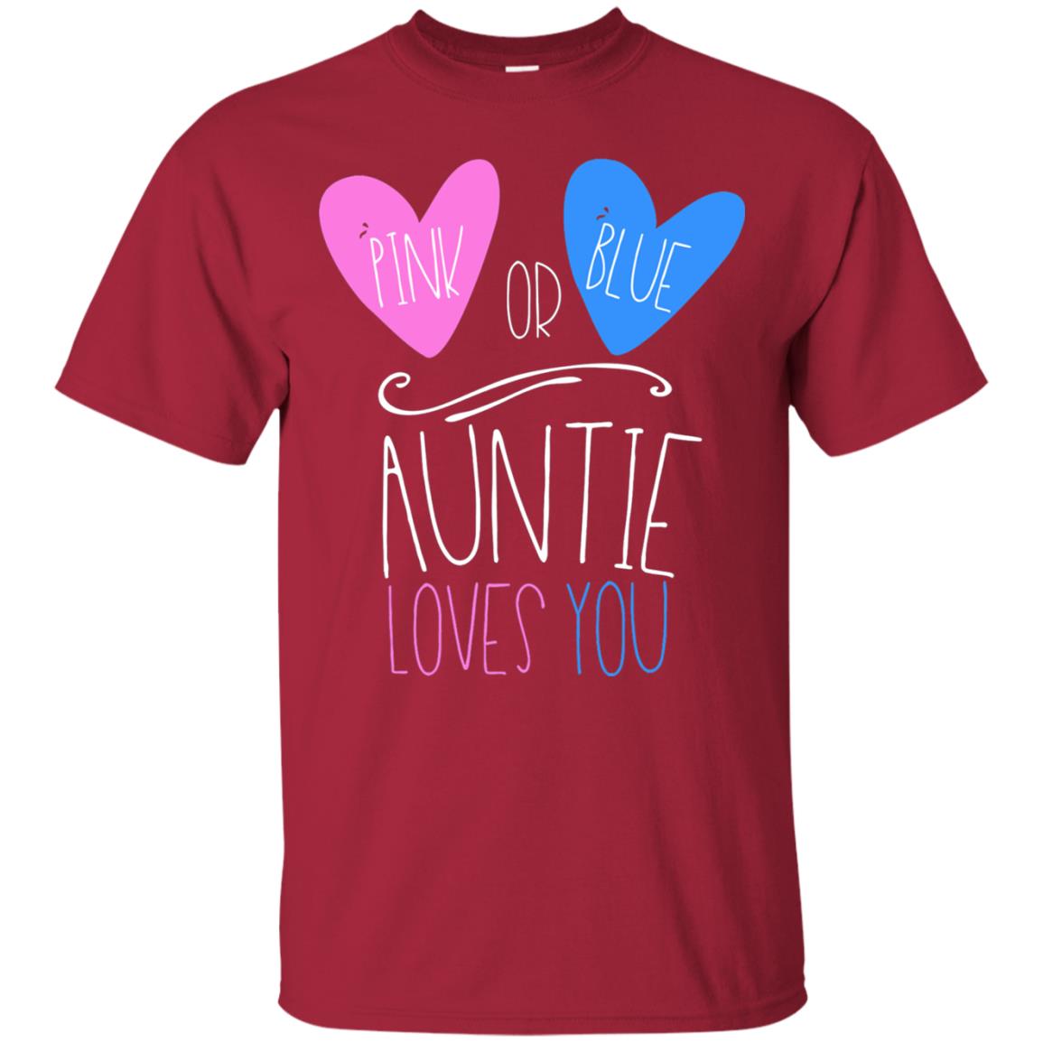 Gender Reveal Shirt Pink Or Blue Auntie Loves You Cardinal
