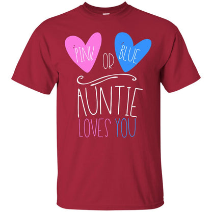 Gender Reveal Shirt Pink Or Blue Auntie Loves You Cardinal