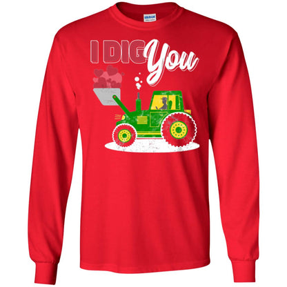 Farmer Valentines Day T-shirt Farm Tractor I Dig You Red