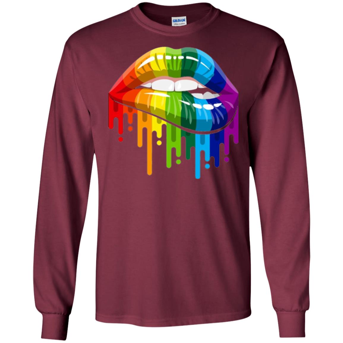 Rainbow Lips Pride Lgbt T-shirt Maroon