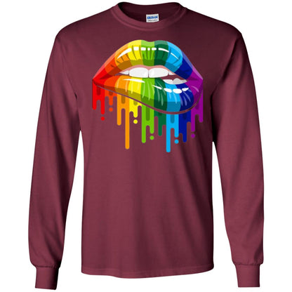 Rainbow Lips Pride Lgbt T-shirt Maroon