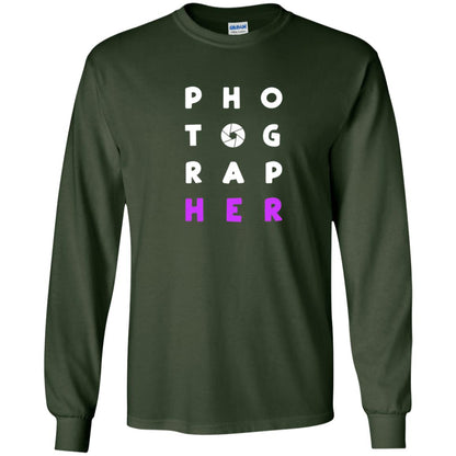 Photographer T-shirt With Purple Text Pho Tog Rap Her