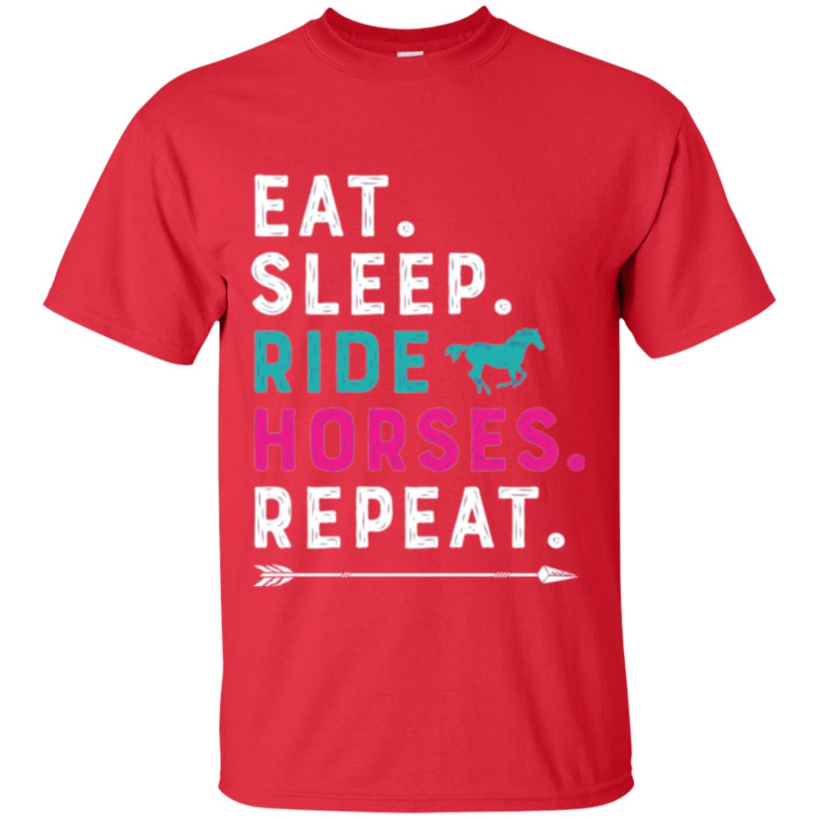 Horseback Lovers T-shirt Eat Sleep Ride Horses Repeat Red