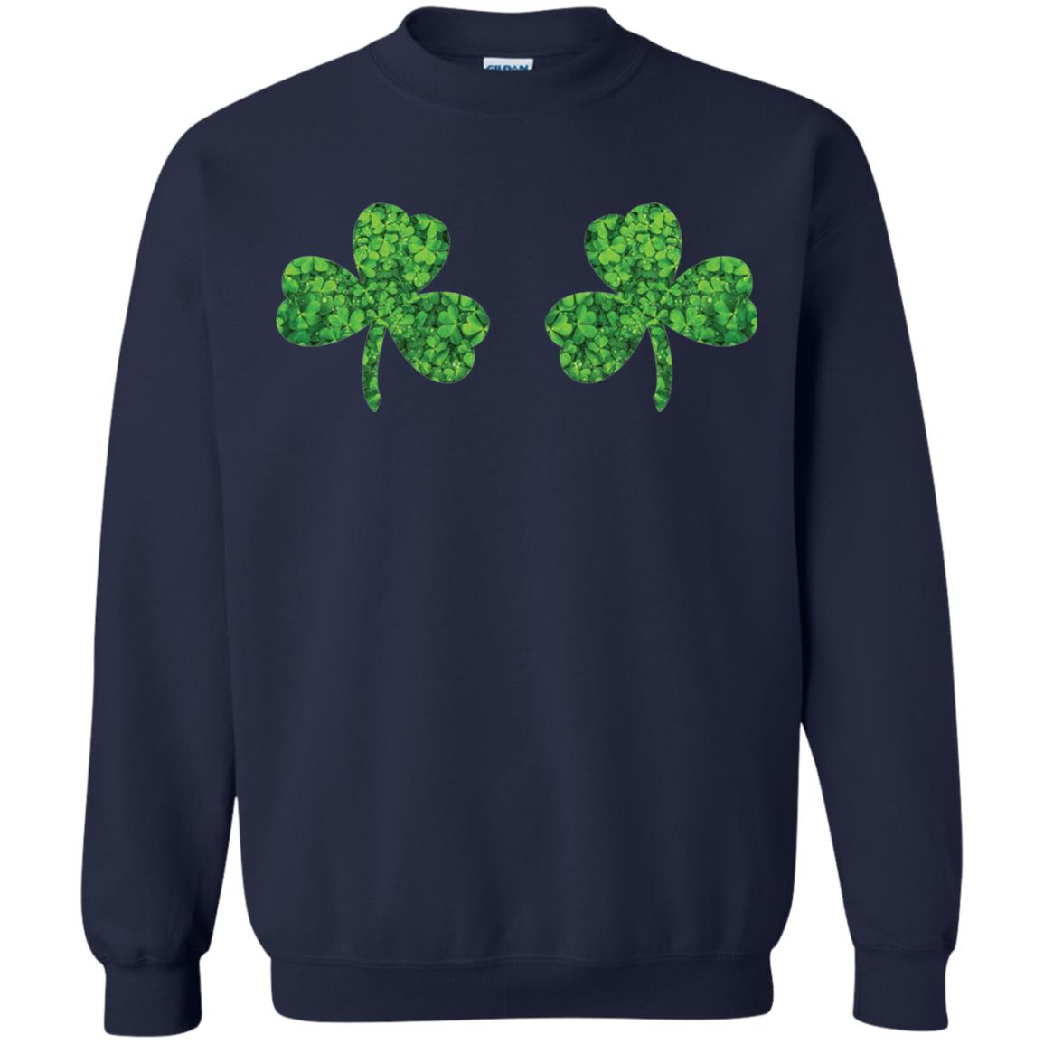 Shamrock Boobs Funny Saint Patrick_s Day T-shirt Navy
