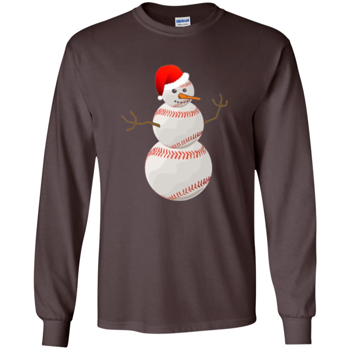 Christmas Baseball T-shirt Baseball Snowman Dark Chocolate