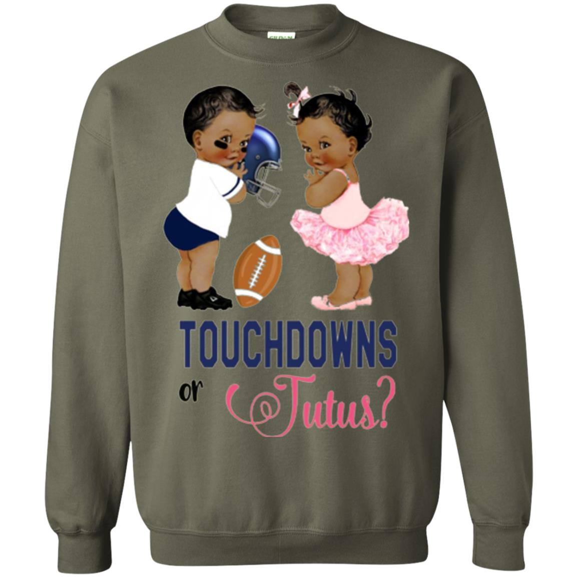 Ethnic Touchdowns Or Tutus Gender Reveal Party Football Lover T-shirt Military Green