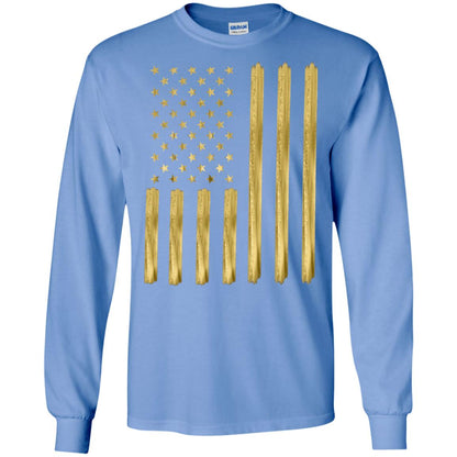 Faux Gold Paint American Flag T-shirt Carolina Blue