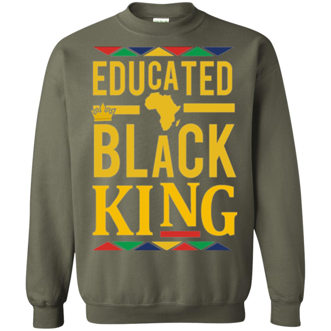 African Dna Pride T-shirt Dashiki Educated Black King Military Green