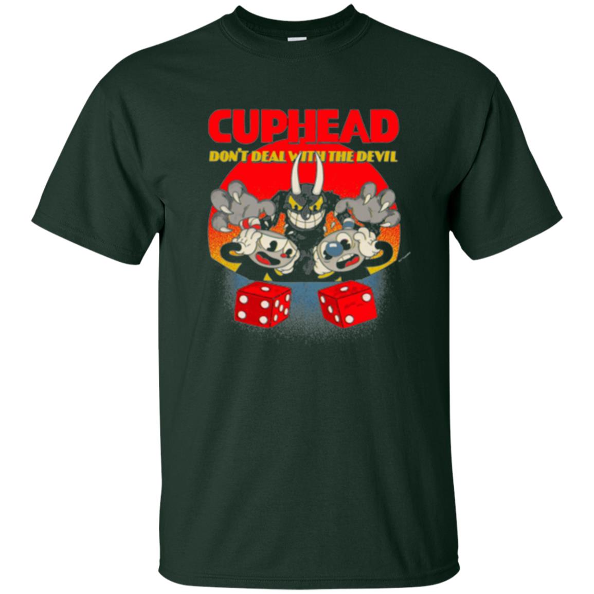 Gamer T-shirt Cuphead Don_t Deal With The Devil Forest Green