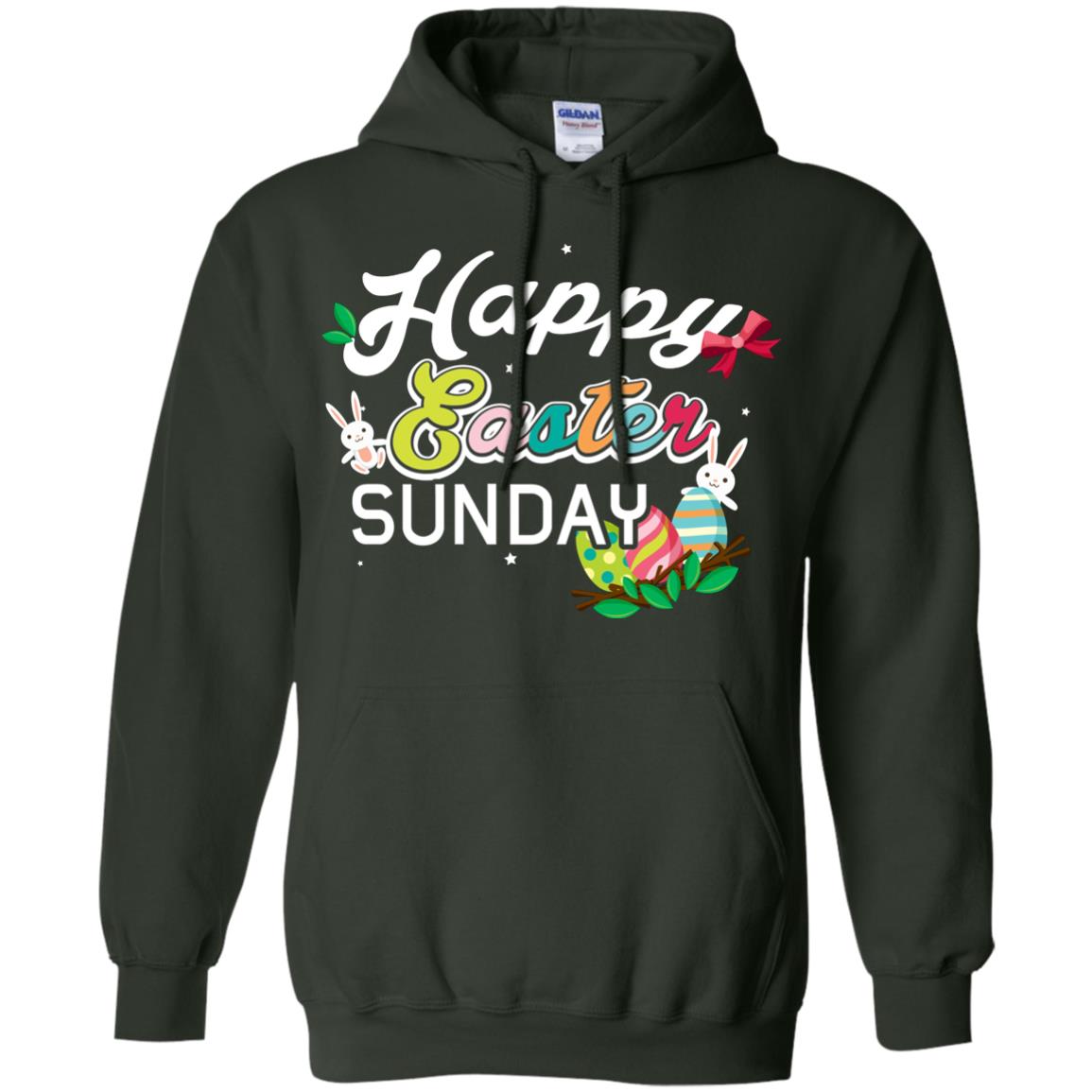 Christian T-shirt Happy Easter Sunday Forest Green