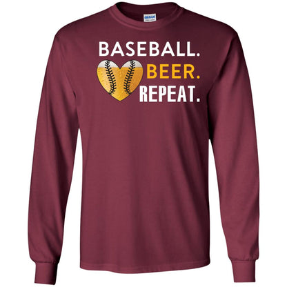 Baseball Lover T-shirt Beer Repeat Maroon