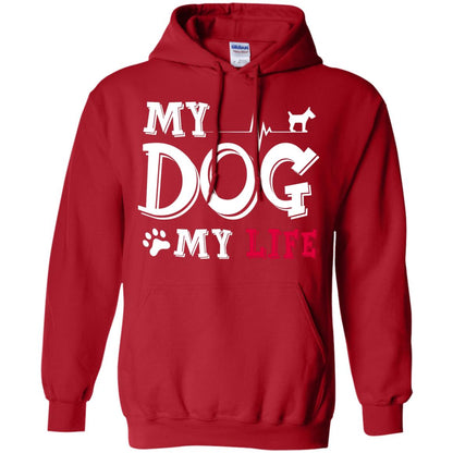 Dog Lovers T-shirt My Dog My Life Red