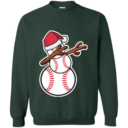 Christmas T-shirt Dabbing Snowman Baseball Forest Green