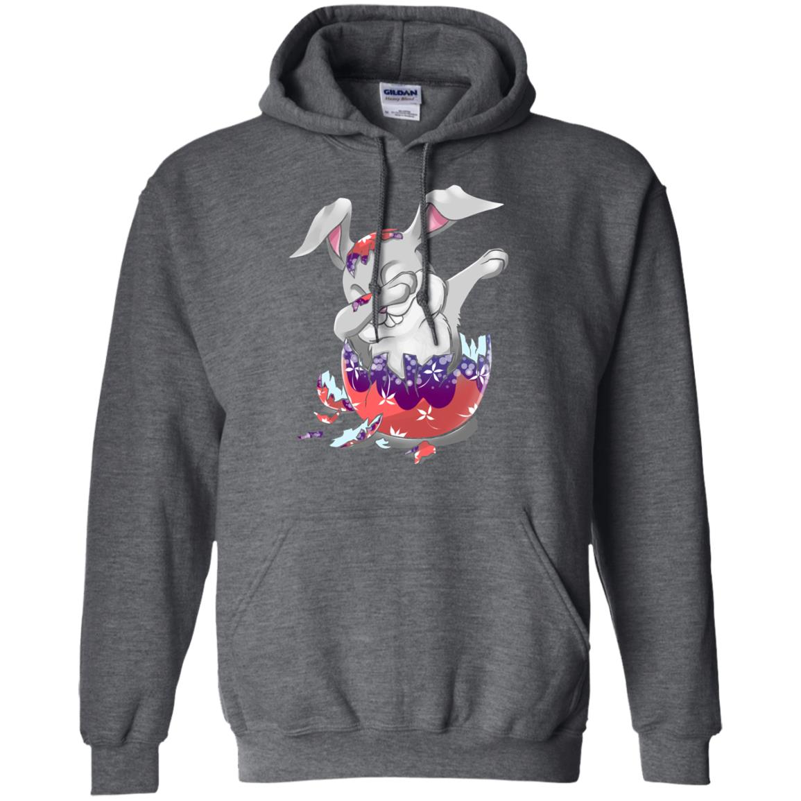 Funny Dabbing Bunny T-shirt For Kids Easter Gift Dark Heather