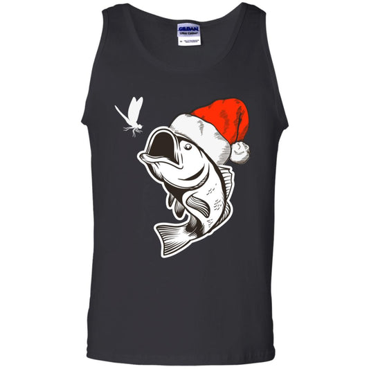 Bass Fishing Santa Hat Christmas Gift Shirt For Fishing Lovers Black
