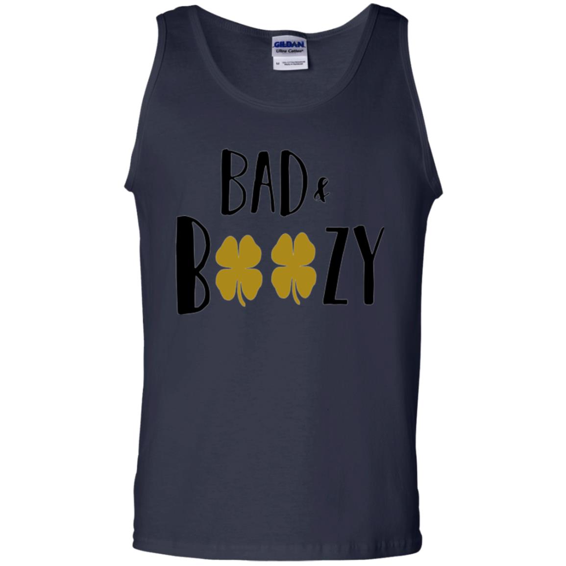 Bad And Boozy Funny Saint Patrick Day Drinking T-shirt Navy