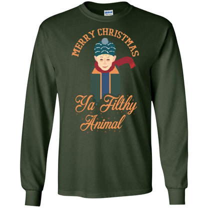 Christmas T-shirt Merry Christmas Ya Filthy Animal Forest Green
