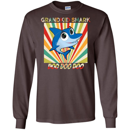 Grandkids Shark Doo Doo Doo Family Shark Gift Shirt Dark Chocolate