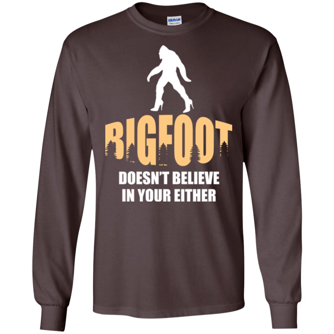 Bigfoot Doesn't Believe In Your Either T-shirt Dark Chocolate