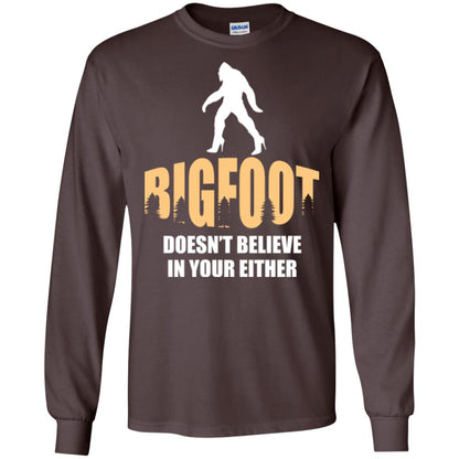 Bigfoot Doesn't Believe In Your Either T-shirt Dark Chocolate