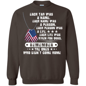 Each Tag Was A Name. Each Name Was A Person. Each Person Was A Life ShirtG180 Gildan Crewneck Pullover Sweatshirt 8 oz.