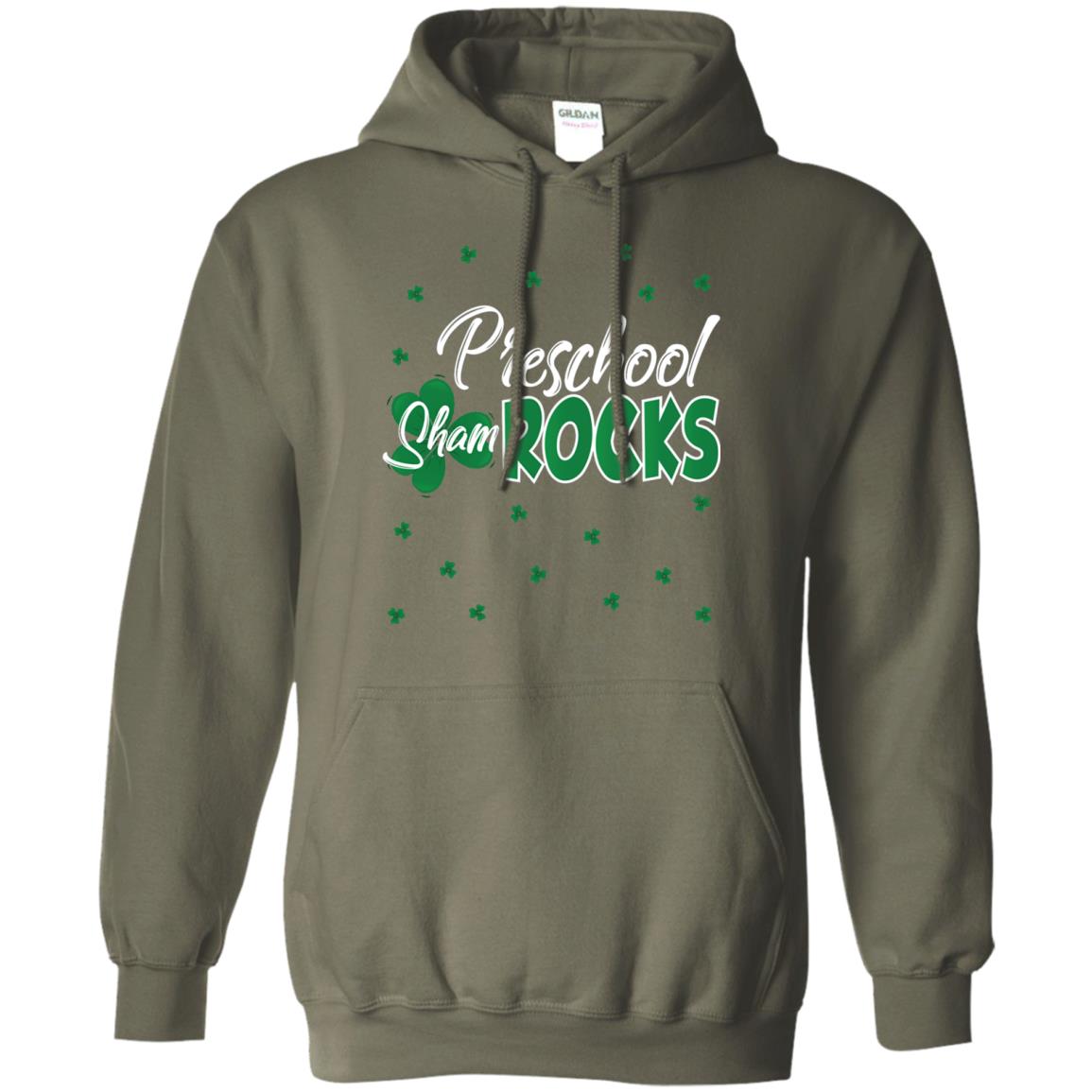 Preschool Shamrocks St. Patrick_s Day School T-shirt Military Green