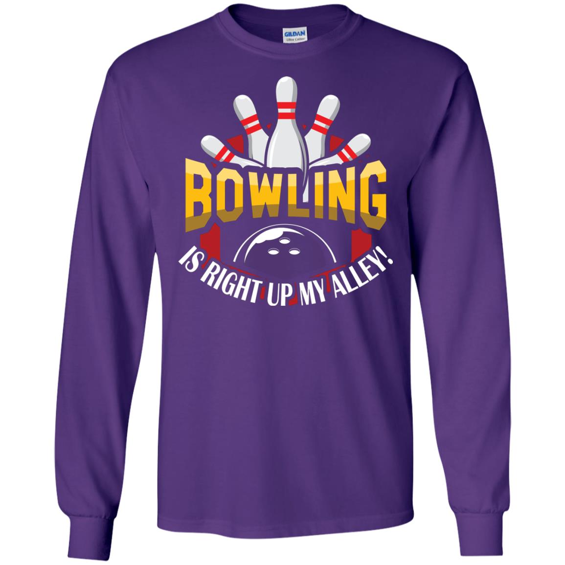 Bowler T-shirt Bowling Is Right Up My Alley Purple