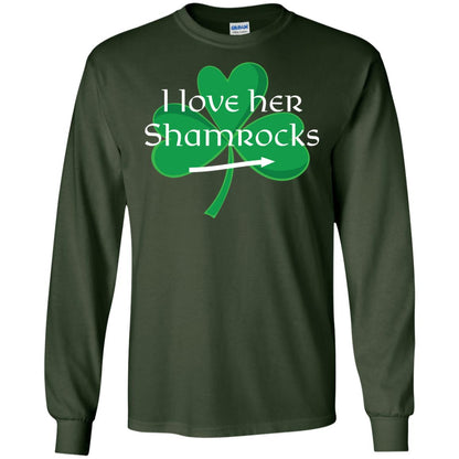 Saint Patrick_s Day T-shirt I Love Her Shamrocks Forest Green