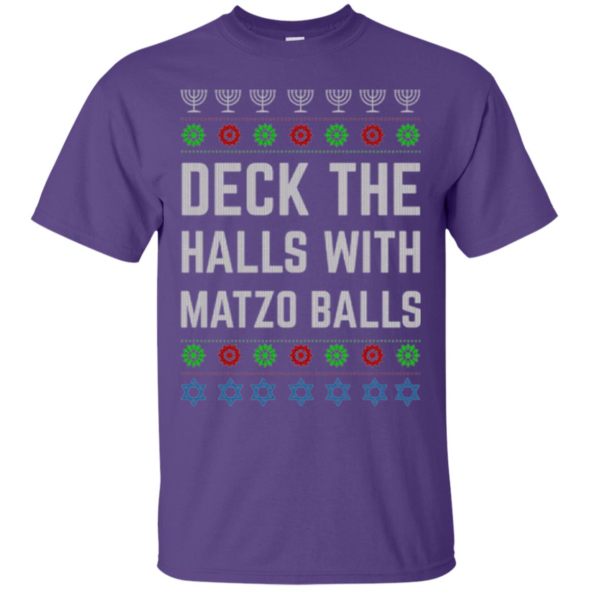 Christmas T-shirt Deck The Halls With Matzo Balls Purple