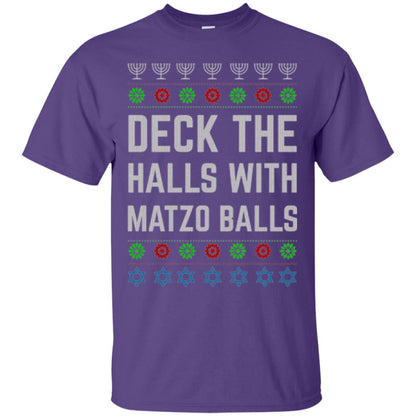 Christmas T-shirt Deck The Halls With Matzo Balls Purple