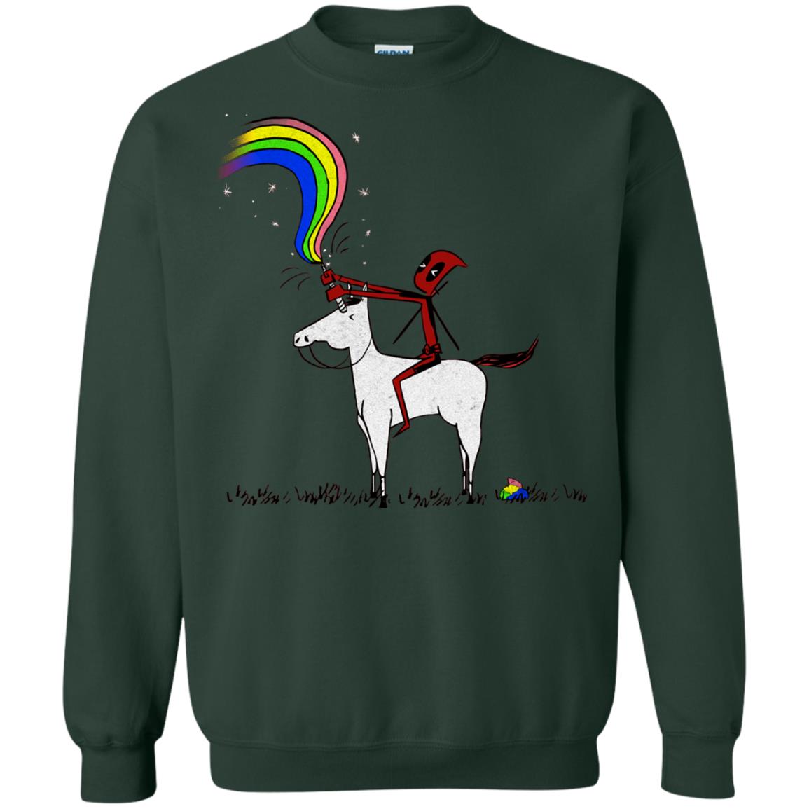 Deadpool With Unicorn Movie T-shirt Forest Green