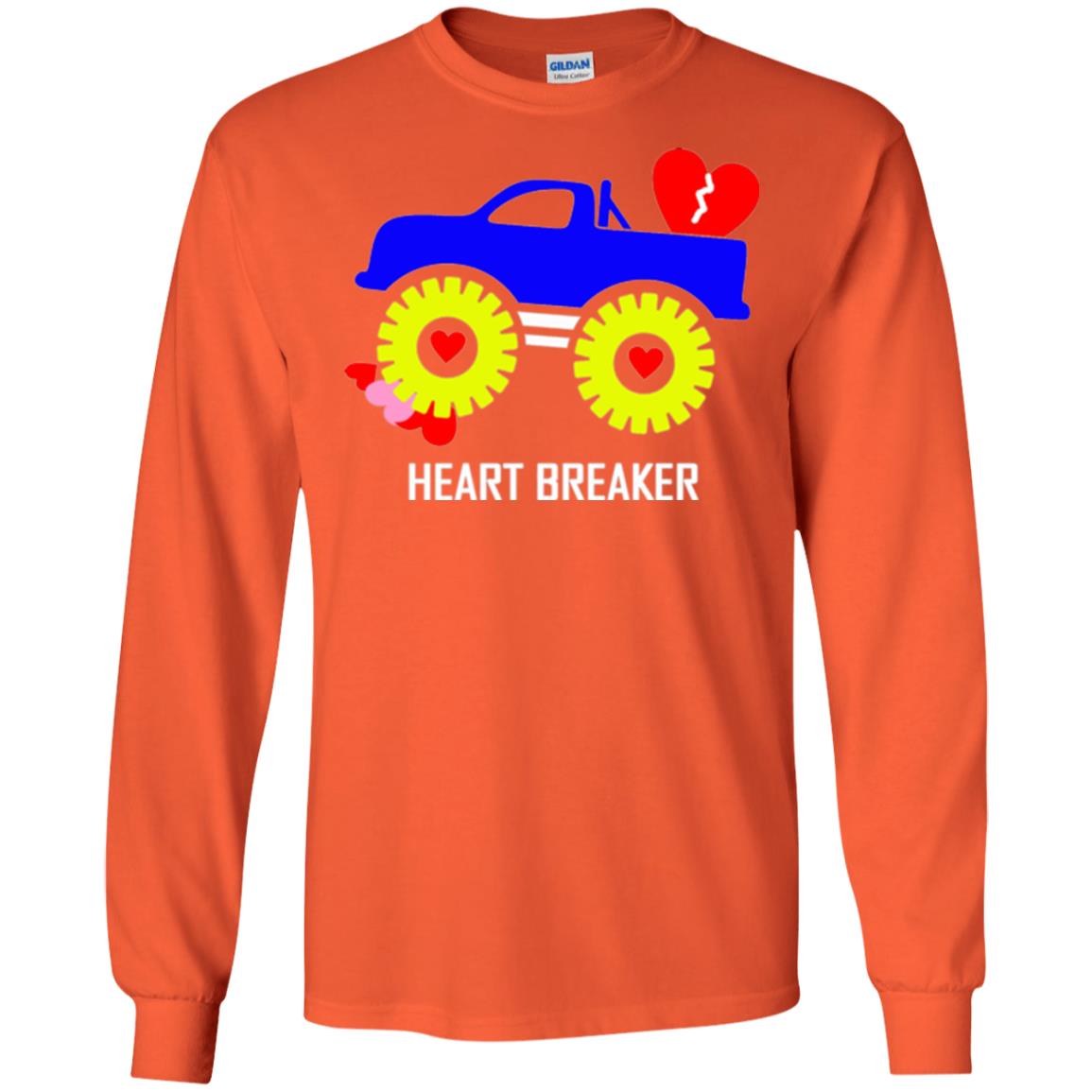 Heart Breaker Cute Blue Monster Truck Valentine_s Day T-shirt Orange
