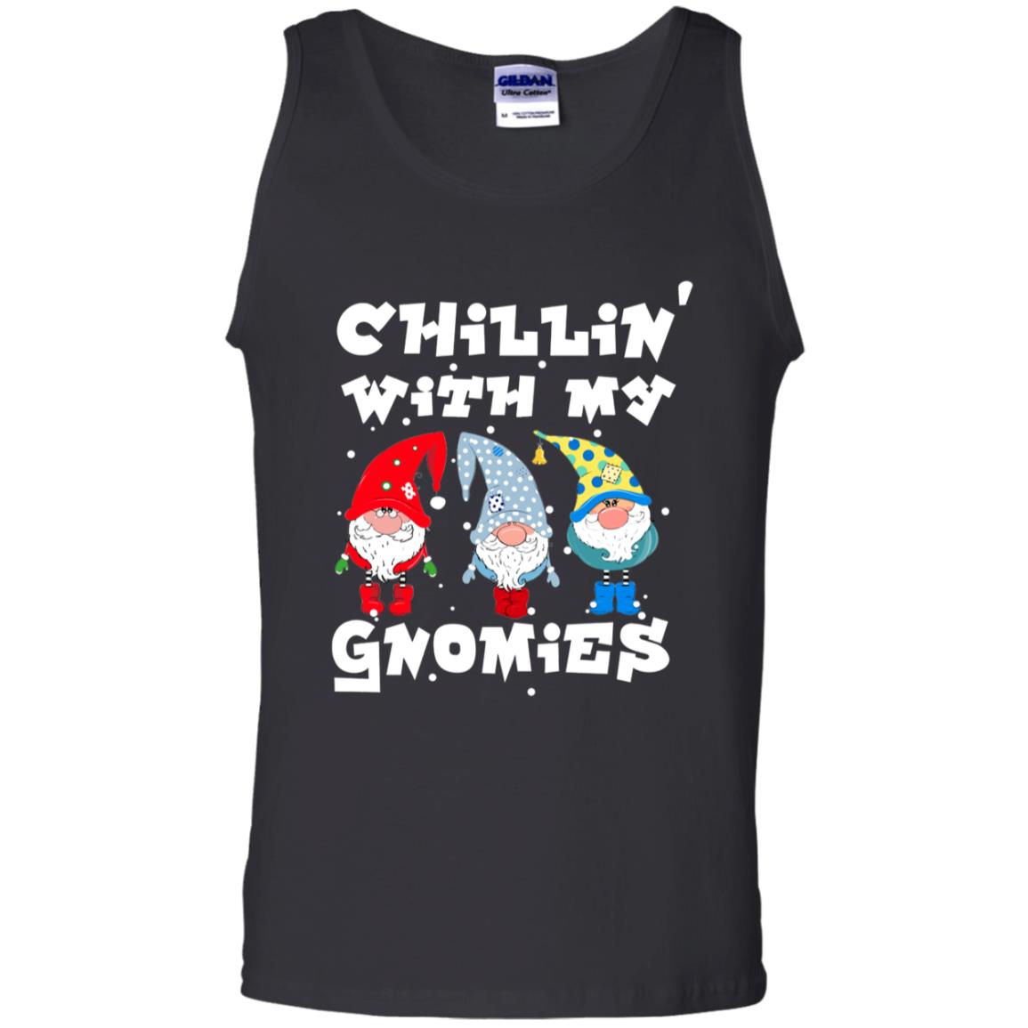 Chillin' With My Gnomies X-mas Gift Shirt For Mens Womens Kids Black
