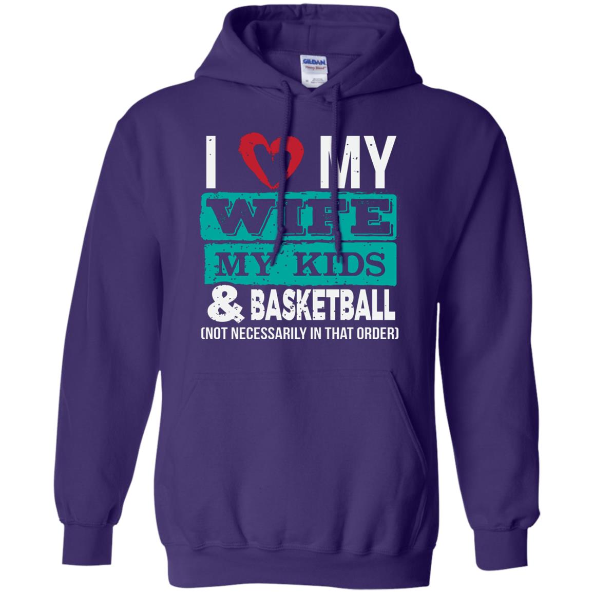 Basketball Daddy Tshirt I Love My Wife My Kids Purple