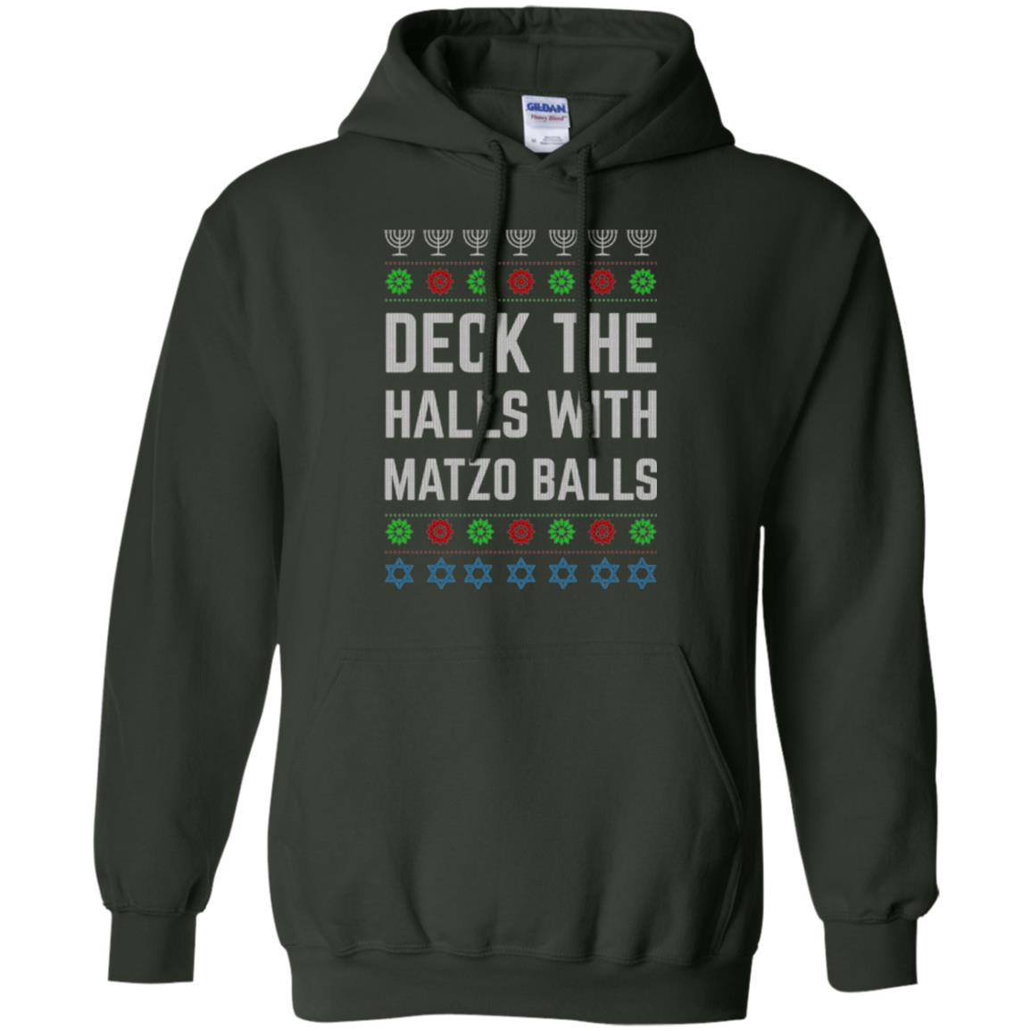 Christmas T-shirt Deck The Halls With Matzo Balls Forest Green
