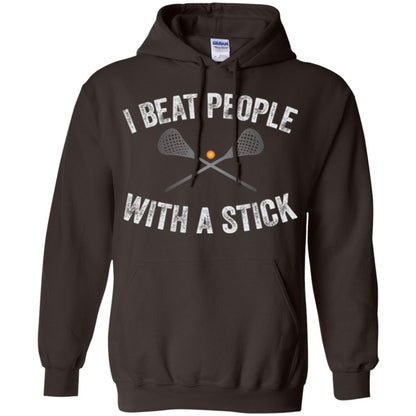 Lacrosse Lover T-shirt I Beat People With A Stick Dark Chocolate