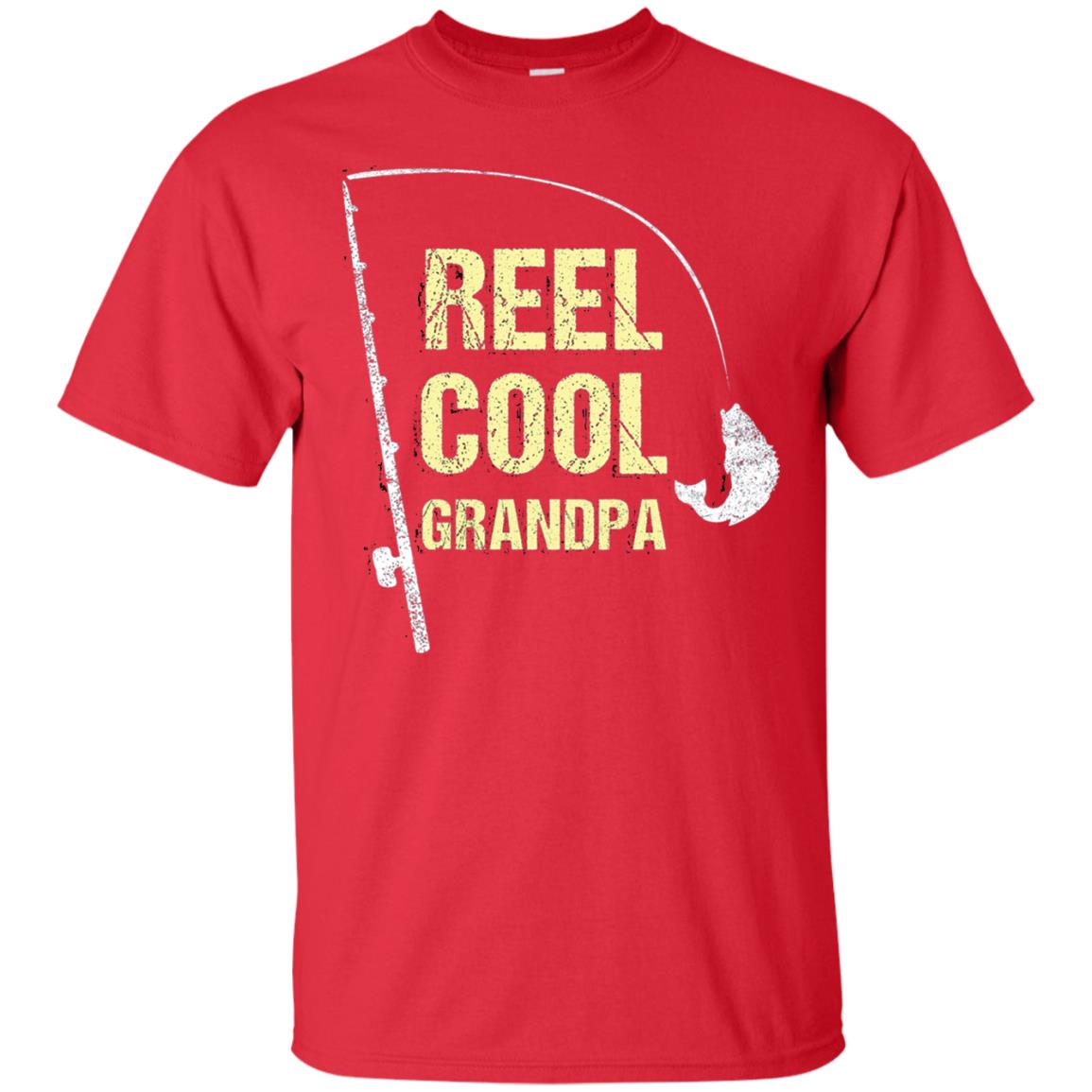 Reel Cool Grandpa Fisherman T-shirt Red
