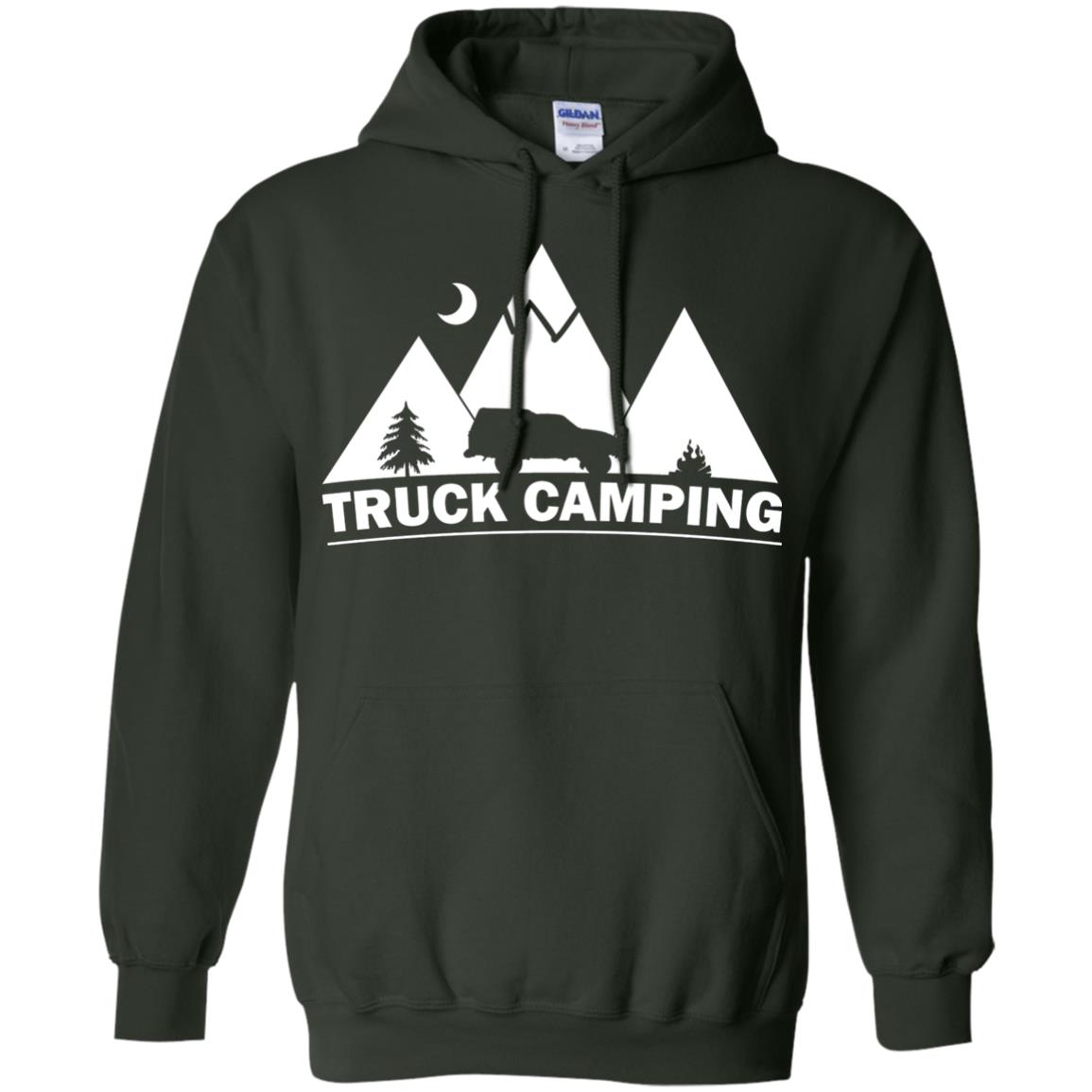 Truck Camping Night Landscape And Adventures T-shirt Forest Green